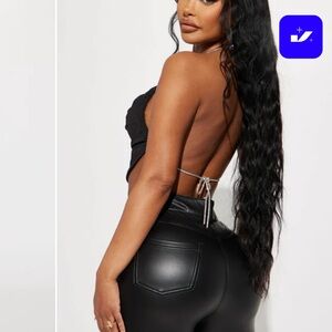 Black crop top with embellished strings